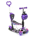 Детский трехколесный самокат Best Scooter 19870 Божья коровка 5 в 1 с сиденьем и родительской ручкой, с рисунком, Фиолетовый с орхидеями
