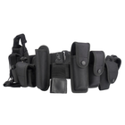 Ремень тактический MFH с кобурой для пистолета, наручников, дубинки, газового баллончика, фонаря, рации, магазинов и двух подсумков - Black - 22773A - изображение 3