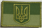 Шеврон на липучке Флаг Украины с Трезубцем 6х3,5 см Safety Оливково-зеленый - изображение 1
