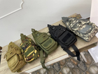 Тактическая нагрудная сумка с кобурой, много отделений, прочная и многофункциональная с липучкой Олива Хаки - изображение 3