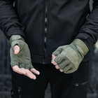 Тактические перчатки без пальцев HIMARS цвет Хаки Tactical Gloves PRO green для ЗСУ ТРО ССО размер M