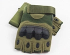 Тактические военные перчатки без пальцев олива L размер - изображение 3