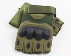 Тактические военные перчатки без пальцев олива M размер - изображение 5