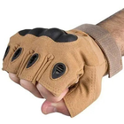 Перчатки тактические армейские бежевые с обрезанными пальцами размер L Attack , для военных, беспалые - изображение 1