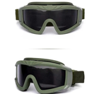 Окуляри тактичні захисні маска для Армії ЗСУ Attack 3 скла в комплекті колір олива - зображення 2
