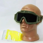 Окуляри тактичні захисні маска для Армії ЗСУ Attack 3 скла в комплекті колір олива - зображення 10