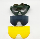 Окуляри тактичні захисні маска для Армії ЗСУ Attack 3 скла в комплекті колір олива - зображення 12