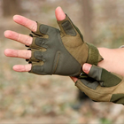 Тактичні Військові Рукавички Без Пальців Для Військових з накладками Хакі Tactical Gloves PRO Olive L Безпалі Армійські Штурмові - зображення 3