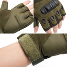 Тактичні Військові Рукавички Без Пальців Для Військових з накладками Хакі Tactical Gloves PRO Olive L Безпалі Армійські Штурмові - зображення 4