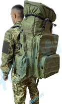 Рюкзак тактичний 70 - 80 літрів об'єм, чоловічий тактичний рюкзак 70л - 80л, водовідштовхувальний оксфорд, Bounce ar. OLIV-70-80L, колір олива - зображення 1