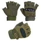 Перчатки тактические, (без пальцев, с кастеткой) защитные для военных M, Олива - изображение 2