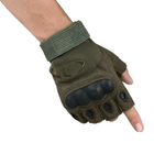 Перчатки тактические, (без пальцев, с кастеткой) защитные для военных M, Олива - изображение 3