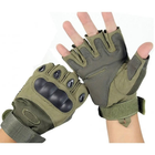 Перчатки тактические, (без пальцев, с кастеткой) защитные для военных M, Олива - изображение 4