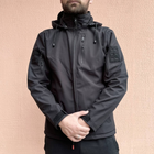 Куртка мужская тактическая полицейская под шевроны Soft Shell ВСУ (ЗСУ) 7351 M черная - изображение 1