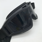 Тактичні окуляри-маска з 3 змінними лінзами та чохлом / Захисні окуляри з полікарбонату, колір чорний - зображення 3