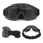 Тактические очки-маска с 3 сменными линзами и чехлом / Защитные очки из поликарбоната, цвет черный - изображение 4