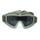 Тактические очки-маска с 3 сменными линзами и чехлом / Защитные очки из поликарбоната, цвет зеленый - изображение 1