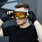 Тактические очки-маска с 3 сменными линзами и чехлом / Защитные очки из поликарбоната, цвет зеленый - изображение 5