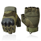 Военные перчатки без пальцев с защитой костяшек ReFire Gear М хаки - изображение 1