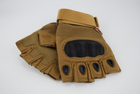 Тактичні рукавички без пальців з карбоновими накладками 9068_M_Beige - зображення 4