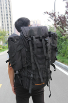 Рюкзак штурмовой армейский дорожный для кемпинга черный 80 литров - изображение 3