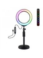 Кольцевой свет со стойкой Puluz PKT3047B RGB Ring Light 16см (12W)