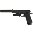 G6A Страйкбольный пистолет Galaxy Colt M1911 Hi-Capa с глушителем и прицелом металл черный - изображение 5