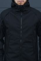 Куртка тактична на блискавці з капюшоном soft shell XXL oborona black - зображення 2