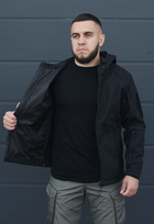 Куртка тактическая на молнии с капюшоном soft shell XS oborona black - изображение 4