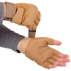 Тактичні рукавички з відкритими пальцями Zelart 8811 розмір L Khaki - зображення 4