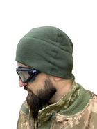 Тактическая военная флисовая шапка Олива ЗСУ зимняя Размер М 57-58 - изображение 3