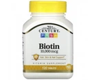 Біотин 21st Century "Biotin" вітамін B7, 10000 мкг (120 таблеток)(66890632)