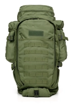Рюкзак тактический армейский с отделением для оружия 9.11 для охоты и рыбалки хаки зеленый 70 л - изображение 3