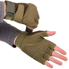 Плотные тактические перчатки армейские с открытыми пальцами на липучке для рыбалки охоты PRO TACTICAL оливковые АН8811 размер XL - изображение 2