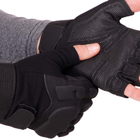 Щільні тактичні армійські рукавички з відкритими пальцями на липучці для риболовлі полювання PRO TACTICAL чорні АН8811 розмір XL - зображення 3