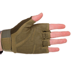 Плотные тактические перчатки армейские с открытыми пальцами на липучке для рыбалки охоты PRO TACTICAL оливковые АН8811 размер XL - изображение 5