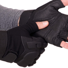 Щільні тактичні армійські рукавички з відкритими пальцями на липучці для риболовлі полювання PRO TACTICAL чорні АН8811 розмір L - зображення 3