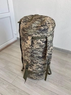 Сумка баул-рюкзак влагозащитный тактический армейский военный 120л 82*42 см Пиксель - изображение 7