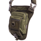 Маленькая тактическая нейлоновая сумка на пояс бедро плечо военная охотничья для мелочей SILVER KNIGHT оливковая АН176 - изображение 4
