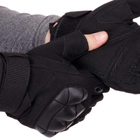 Защитные тактические военные перчатки без пальцев с защитными костяшками для охоты PRO TACTICAL черные АН8805 размер М - изображение 3