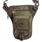 Маленькая тактическая нейлоновая сумка на пояс бедро плечо военная охотничья для мелочей SILVER KNIGHT оливковая АН176 - изображение 6
