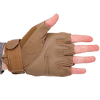 Защитные тактические военные перчатки без пальцев с защитными костяшками для охоты PRO TACTICAL хаки АН8805 размер L - изображение 4