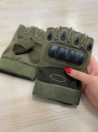 Тактичні рукавички безпалі захисні L Олива - зображення 5
