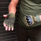 Тактичні рукавички Combat Tac безпалі військові Хакі M - зображення 4