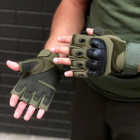 Тактические перчатки Combat Tac беспалые военные Хаки L - изображение 5