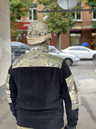 Кофта флисовая мужская военная тактическая с липучками под шевроны ВСУ (ЗСУ) Мультикам 8045 52 размер черная - изображение 9