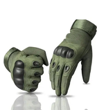 Тактические перчатки с пальцами Олива (зеленые) размер L - изображение 1