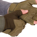 Тактические перчатки без пальцев военные армейские для рыбалки охоты с защитой TACTICAL Оливковые (BC-8811) XL - изображение 5