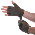 Тактичні рукавиці з відкритими пальцями протектором SILVER KNIGHT Для полювання туризму Оливковий (YQS-3) M - изображение 1