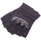 Защитные тактические перчатки без пальцев Военные перчатки открытые TACTICAL Полиэстер Кожзам Черный (BC-8805) XL - изображение 6